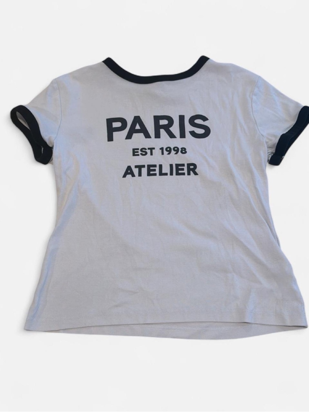 PARIS Atelier White Tee with Black Trim - Kids